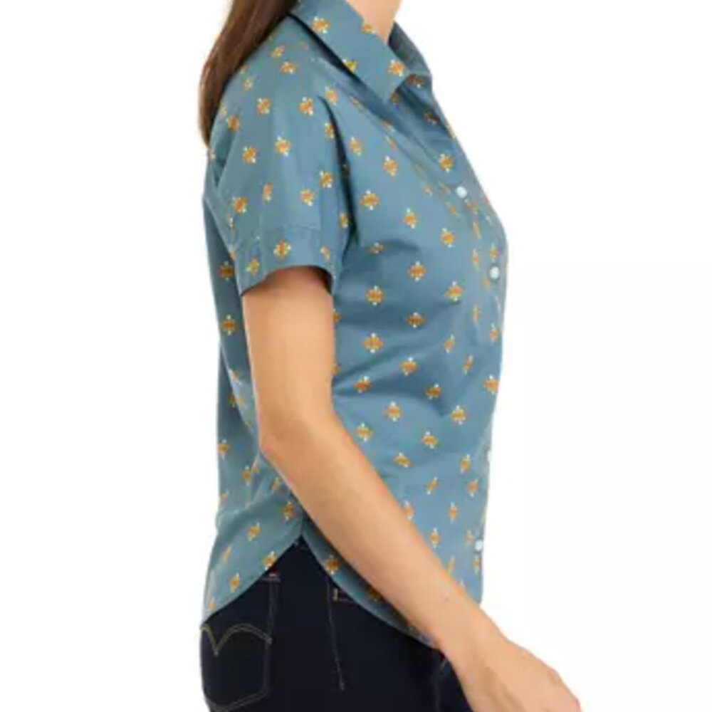 Women's Short Sleeve Button Down Shirt - Picture 3 of 3